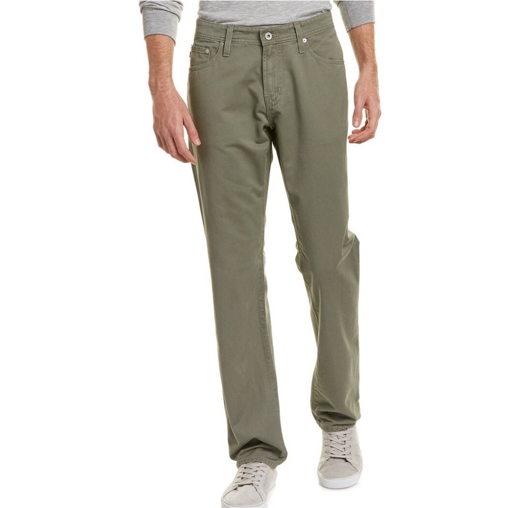 AG Adriano Goldschmied Olive Straight-Leg Pants